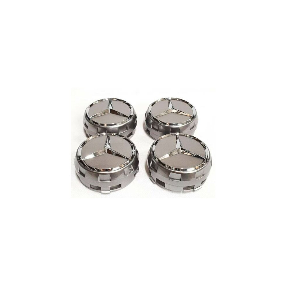 (Mercedes Benz Alloy Wheel Centre Caps Silver) Mercedes Benz Alloy Wheel Centre Caps AMG A B C E S Class 75mm