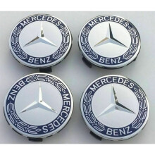4x Blue Mercedes Benz Alloy Wheel Centre Caps 75mm