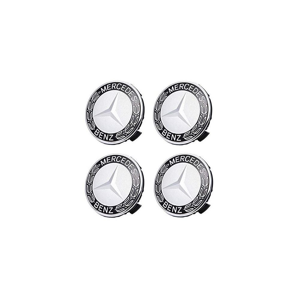 4x Mercedes Benz Alloy Wheel Centre Caps Black 75mm