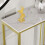 (Lenghth:100cm, White Top Golden Legs) High Gloss Sintered Marbles Console Table Unit 6
