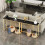 (Lenghth:100cm, Black Top Golden Legs) High Gloss Sintered Marbles Console Table Unit 5