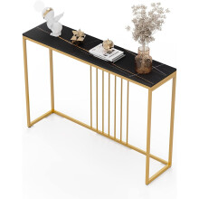 (Lenghth:120cm, Black Top Golden Legs) High Gloss Sintered Marbles Console Table Unit