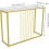 (Lenghth:100cm, White Top Golden Legs) High Gloss Sintered Marbles Console Table Unit 3
