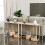 (Lenghth:100cm, White Top Golden Legs) High Gloss Sintered Marbles Console Table Unit 8