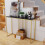 (Lenghth:100cm, Black Top Golden Legs) High Gloss Sintered Marbles Console Table Unit 4