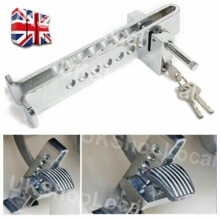 Car Clutch Lock Stainless Brake Pedal Steering Wheel Lock Security Anti-Theft UK
