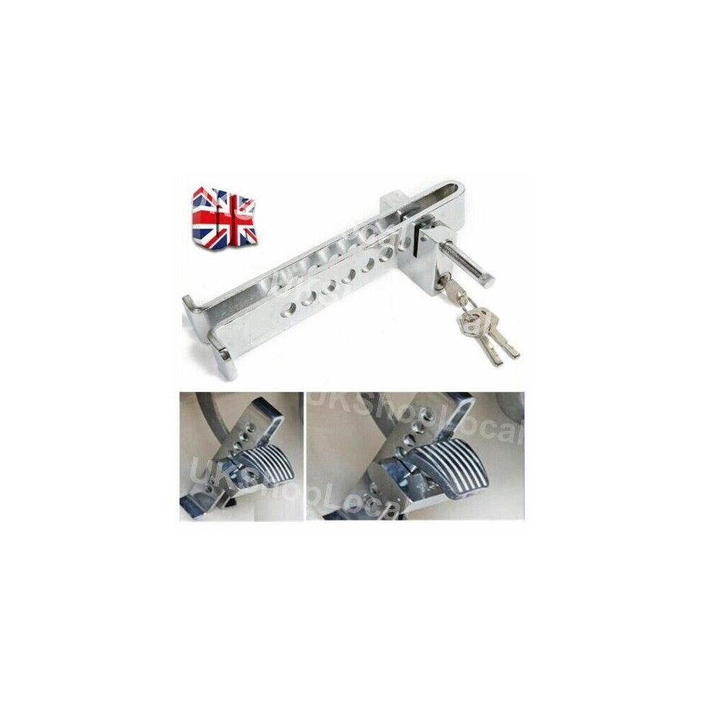 Car Clutch Lock Stainless Brake Pedal Steering Wheel Lock Security Anti-Theft UK