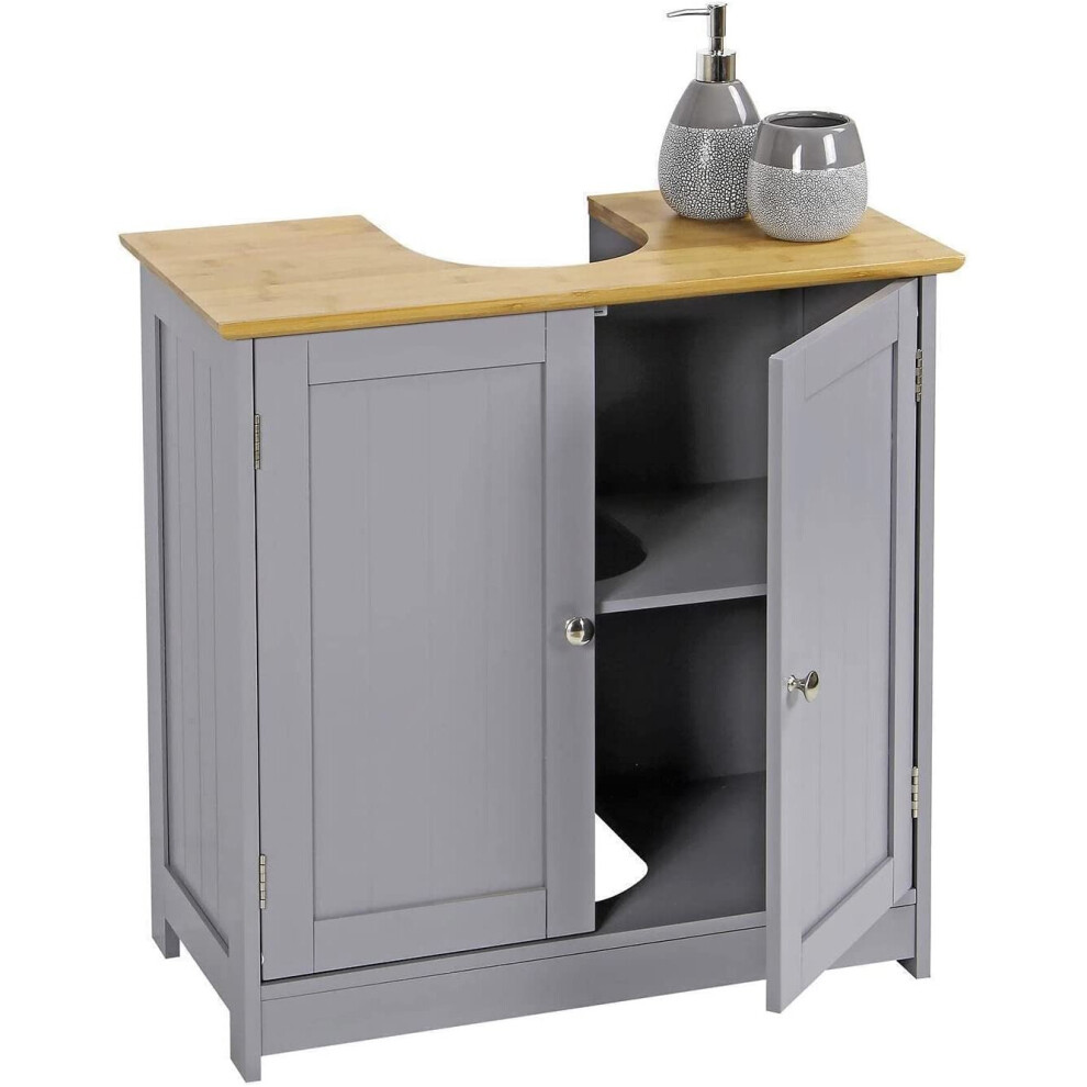 Grey Under Sink Bathroom Cabinet,FreeStanding Wooden Sink Storage Unit