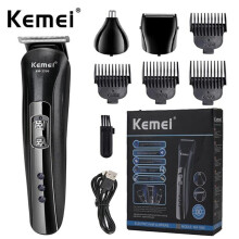 Kemei 3-in-1 Cordless Hair Clipper, Beard Shaver & Nose Trimmer with USB Rechargeable, 4 Guide Combs (3/6/9/12mm), Waterproof