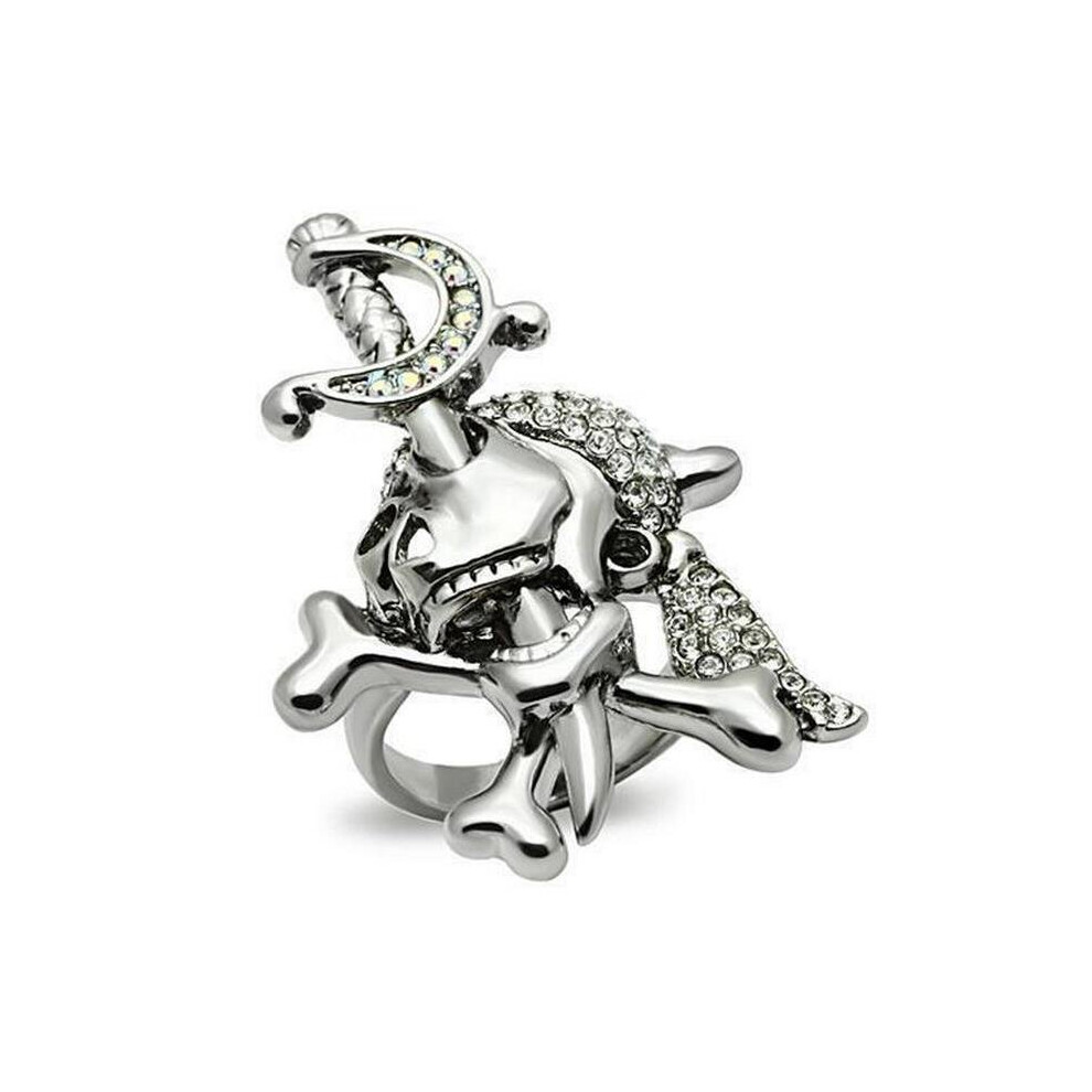 Alamode 3W003-10 Ruthenium White Metal Ring with Top Grade Crystal, Clear - Size 10-image-OPC-PBCZKXS-NEW