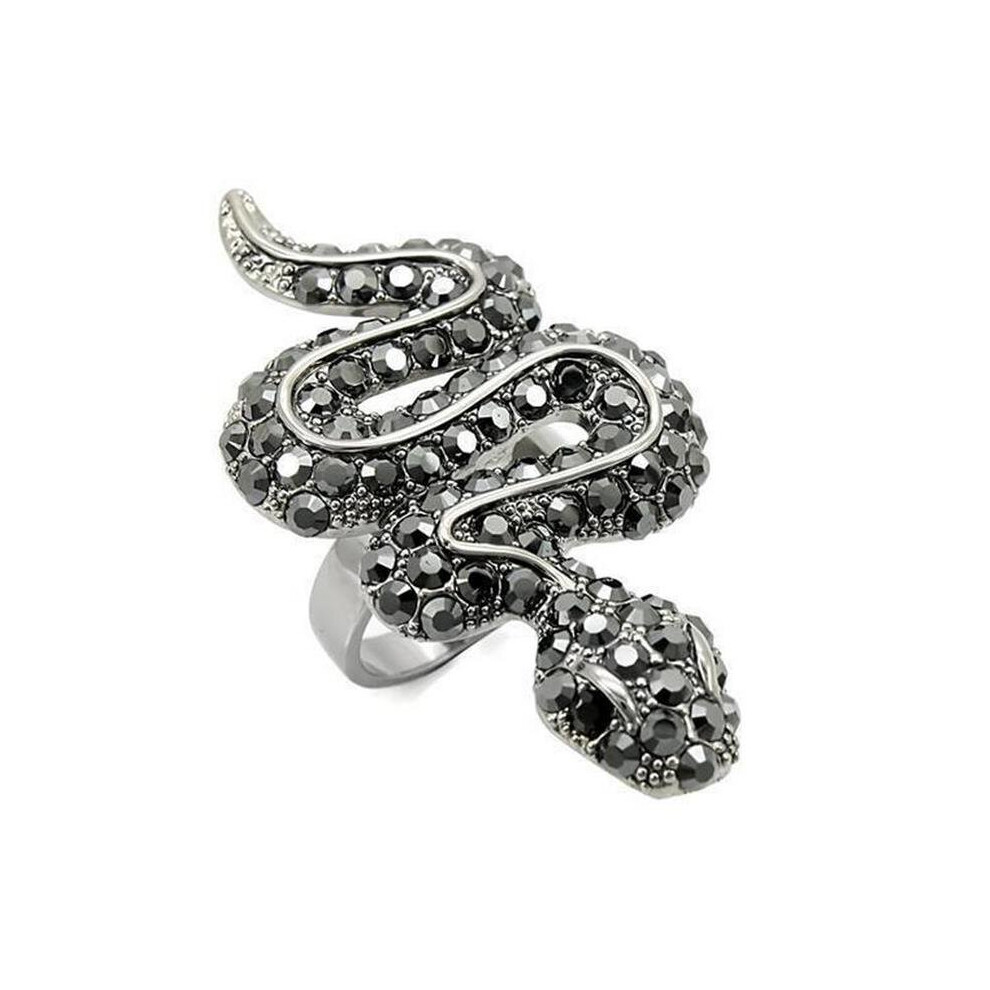 Photos - Ring Alamode 0W282-8 Ruthenium Brass  with Top Grade Crystal, Jet - Size 8