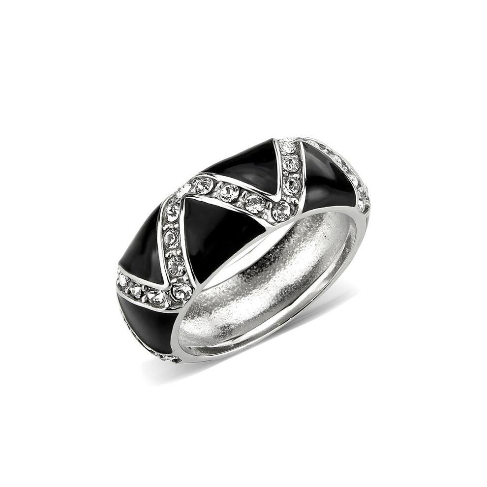 Photos - Ring Alamode TK3773-9 High Polished No Plating Stainless Steel  with Top Grade Crystal, Clear - Size 9