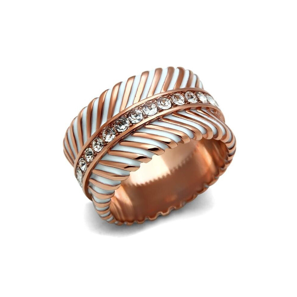 Alamode GL202-7 IP Rose Gold Ion Plating Brass Ring with Top Grade Crystal, Clear - Size 7-image-OPC-PBCZMCK-NEW