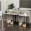 ( White Tabletop-black Legs) Sintered Stone slim Console Table Desk Hallway Unit 4