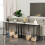 (Ink Painting Pattern-black Legs) Sintered Stone slim Console Table Desk Hallway Unit 9