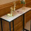 ( White Tabletop-black Legs) Sintered Stone slim Console Table Desk Hallway Unit 6