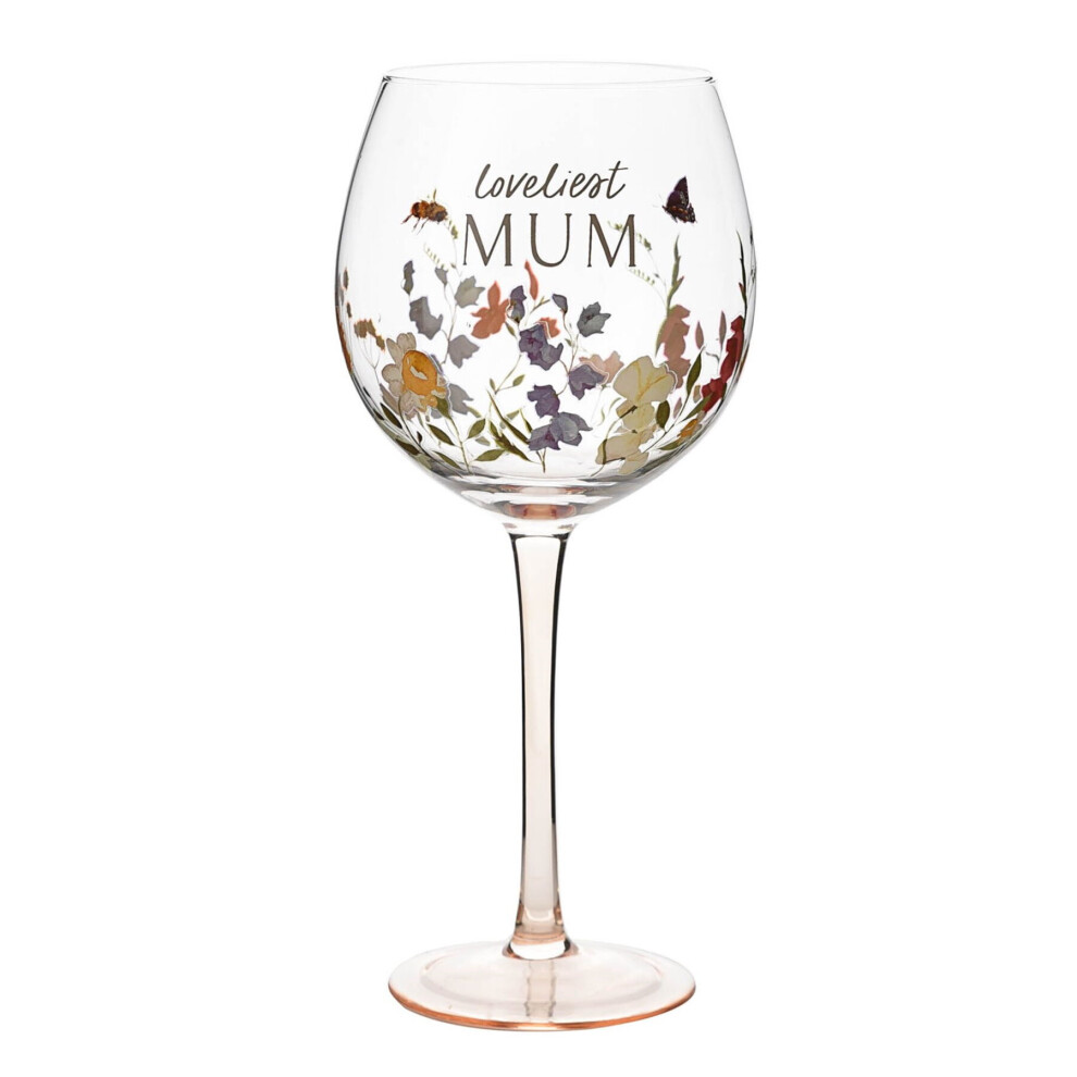 Mother's Day Gin Copa Glass Balloon Stem Glassware Wildflower Floral Gift - Mum