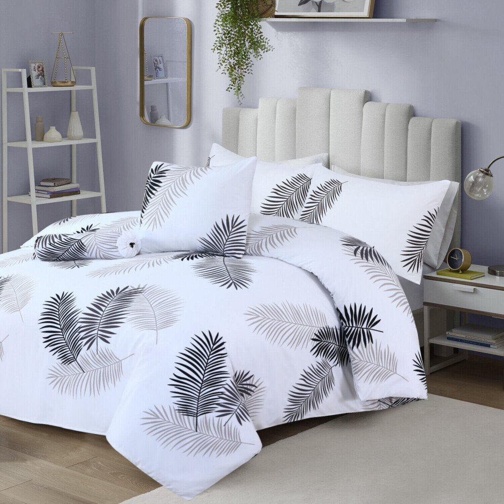 (Double: (200 x 200)cm, Leaf) Duvet Quilt Cover Bedding Set Printed Reversible Duvet Cover with Pillowcases