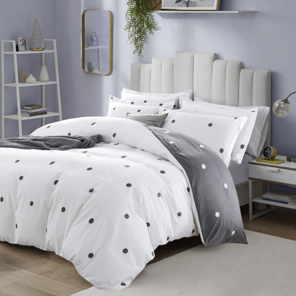 (King: (230 x 220)cm, Dotted) Duvet Quilt Cover Bedding Set Printed Reversible Duvet Cover with Pillowcases