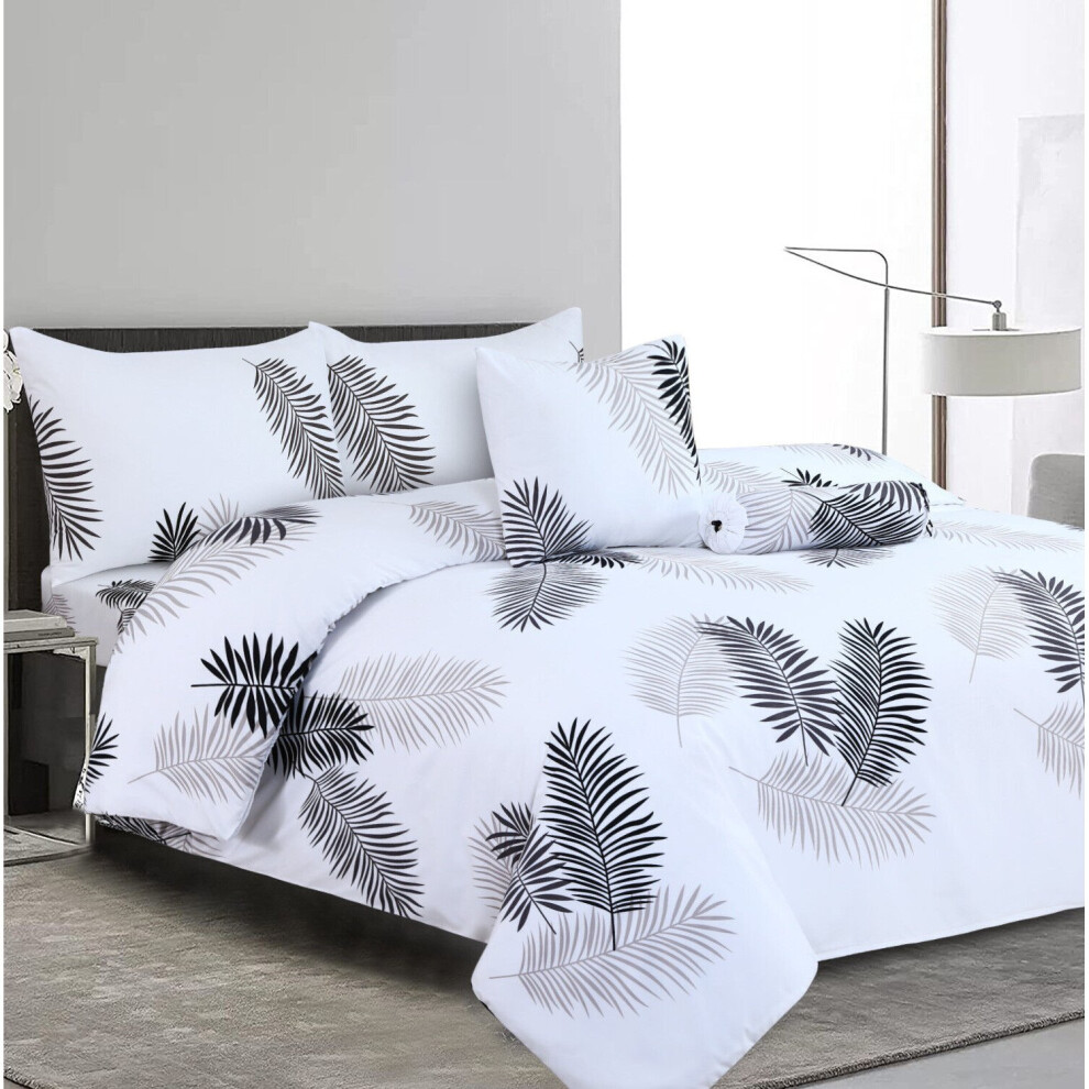 (King: (230 x 220)cm, Leaf) Duvet Quilt Cover Bedding Set Printed Reversible Duvet Cover with Pillowcases