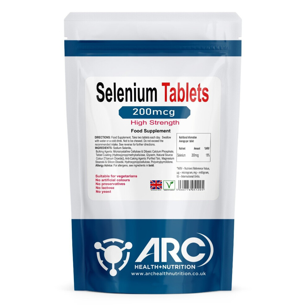 Arc Health Nutrition Selenium 200Mcg Mineral Supplement 60 Tablets