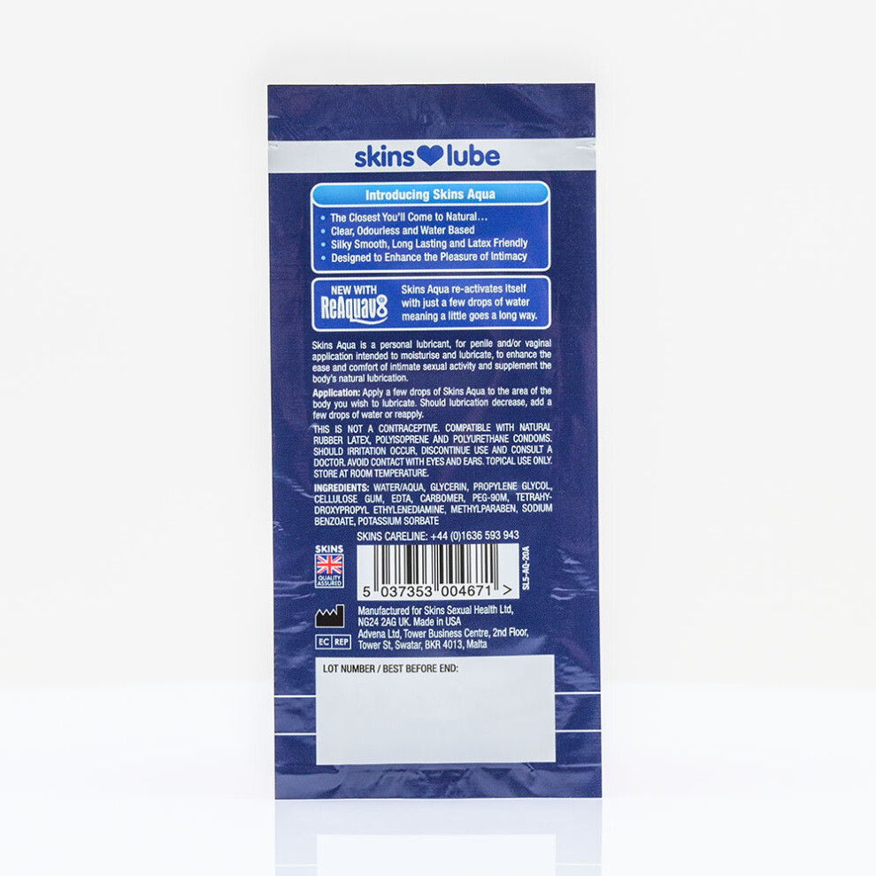 Skins Aqua Water Based Lubricant - 5Ml Foil