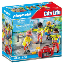PLAYMOBIL 71244 Équipe Médicale City Life - Ensemble de sauvetage avec 4 figurines, outils et stéthoscope