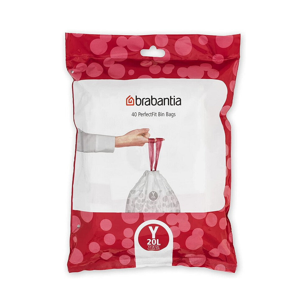 Brabantia Perfectfit Waste Bin Bags [Dispenser Pack 20 Bags] - 20 Litre - Code Y