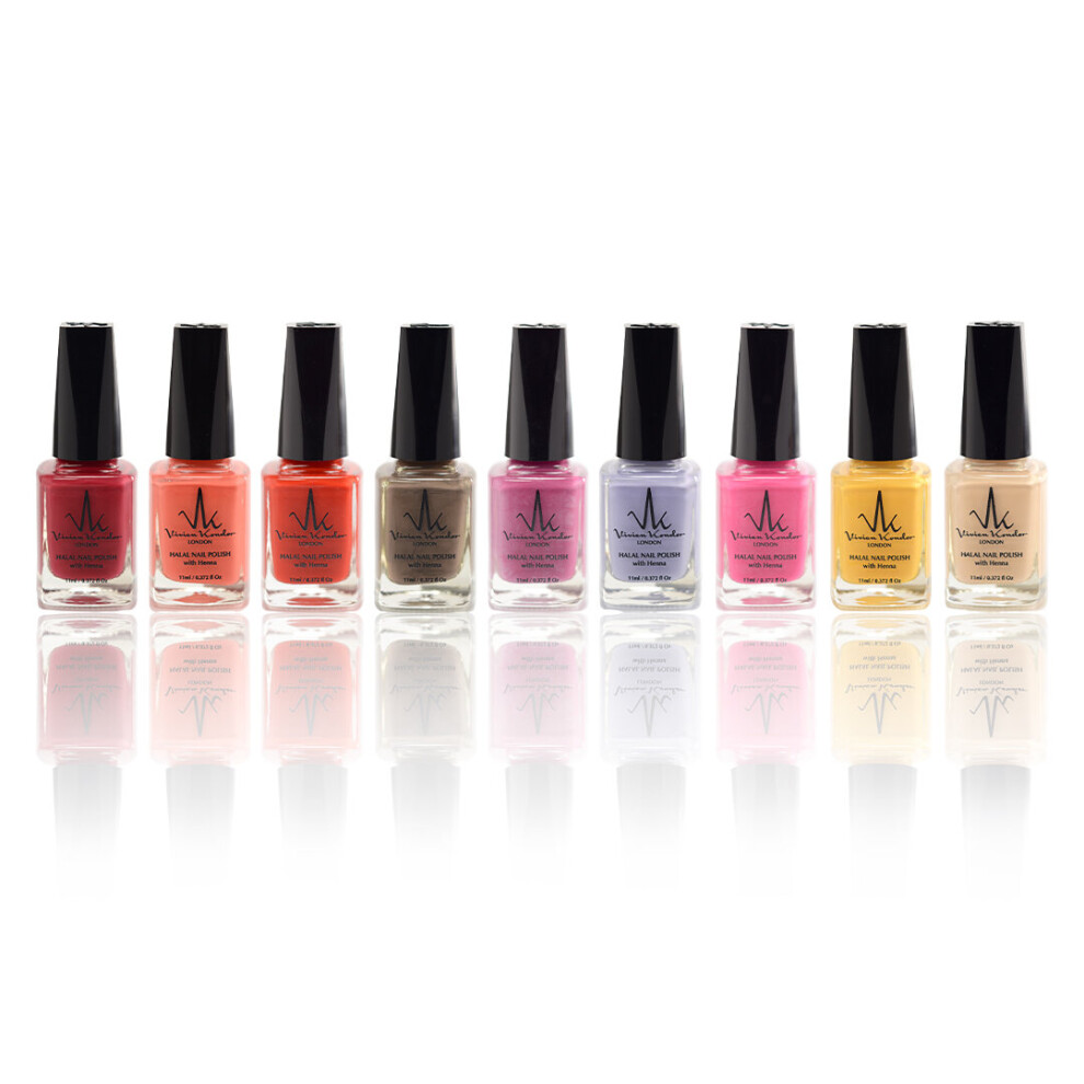 Vk Vivien Kondor London (Set Of 9) Henna Infused Permeable Nail Polish Wudhu And Vegan