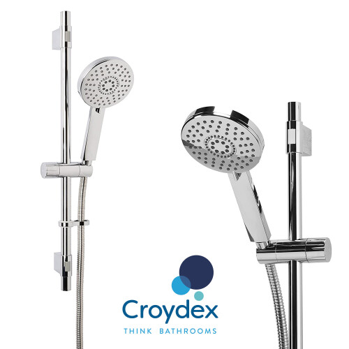 Croydex 5Function Chrome Adjustable Riser Slider Rail Bar Shower Set