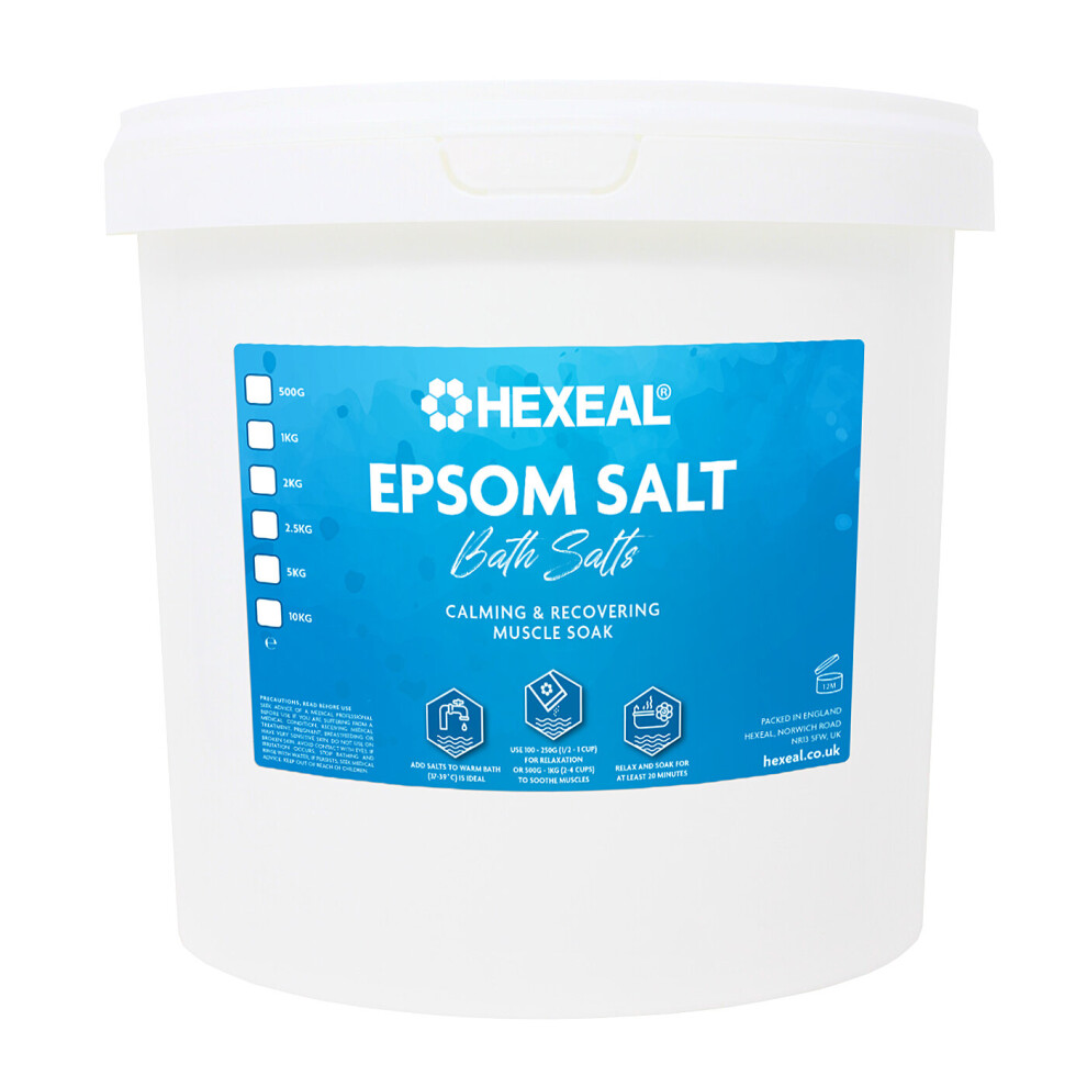 Hexeal EPSOM SALT | 5kg Bucket | Food Grade | Magnesium Sulphate