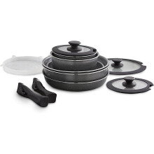 Tower T900140 Freedom 13pc Detachable Handles Cookware Set, Cerastone Coating, Stackable, Induction Ready, Graphite
