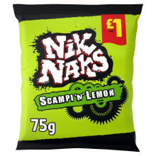 NiK NAKS Scampi 'N' Lemon Flavour 75g (Pack of 20)