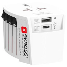 Reiseadapter Innovativer 2-poliger mit integriertem Dual-USB-Ladegerät (1 x USB C & 1 x USB)