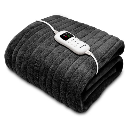Dreamcatcher Deluxe Electric Blanket Black Heated Fleece Blanket on