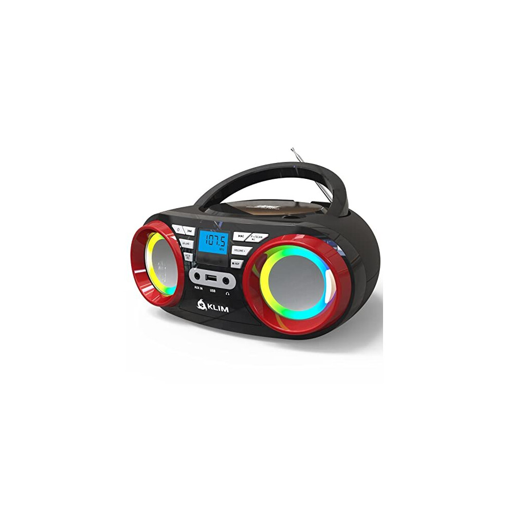 Klim B3 Portable Cd Player New 2023 Fm Radio Cd Mp3 Bluetooth Aux Usb Rgb Lights Cd 3998