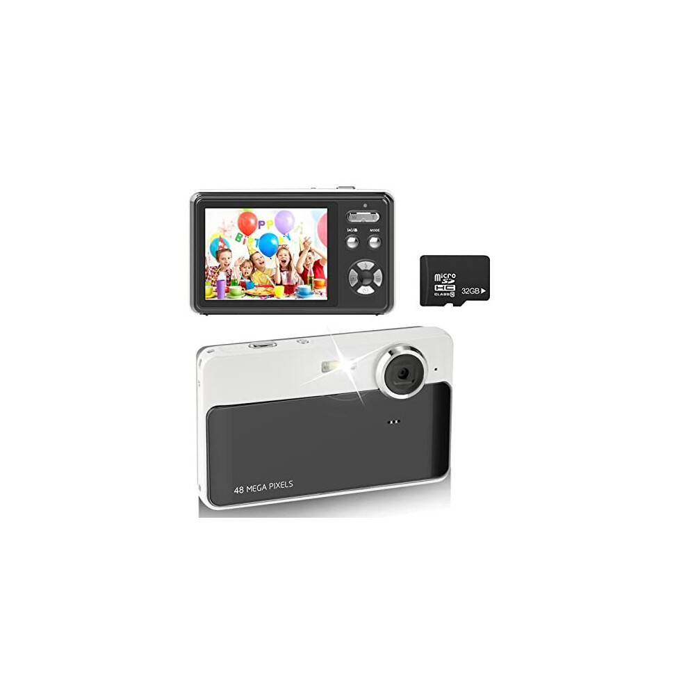 Digital Camera, Full HD 1080P 48MP Compact Digital Camera with 32GB SD Card, Autofocus Vlogging Camera with 2.4 Inch Screen, 16X Digidal Zoom Portable