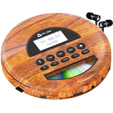 KLIM Nomad Wood - NEW 2023 - Portable CD Player Walkman - Long-Lasting Battery - Includes Headphones - Radio FM - Compatible MP3 CD Player Portable -