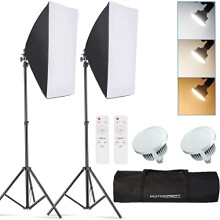 FOTOCREAT Softbox Lighting Kit 20"X28" Soft Box Professional Photo Studio Photography Continuous Lighting Equipment with E27 Socket 5700K LED Bulbs fo