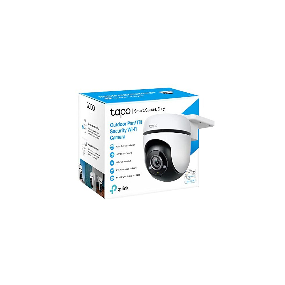 TP-Link Tapo 1080p Full HD Outdoor Pan/Tilt Security Wi-Fi Camera, 360 Smart Person/Motion Detection, IP65 Weatherproof, Night Vision, Cloud &SD Card