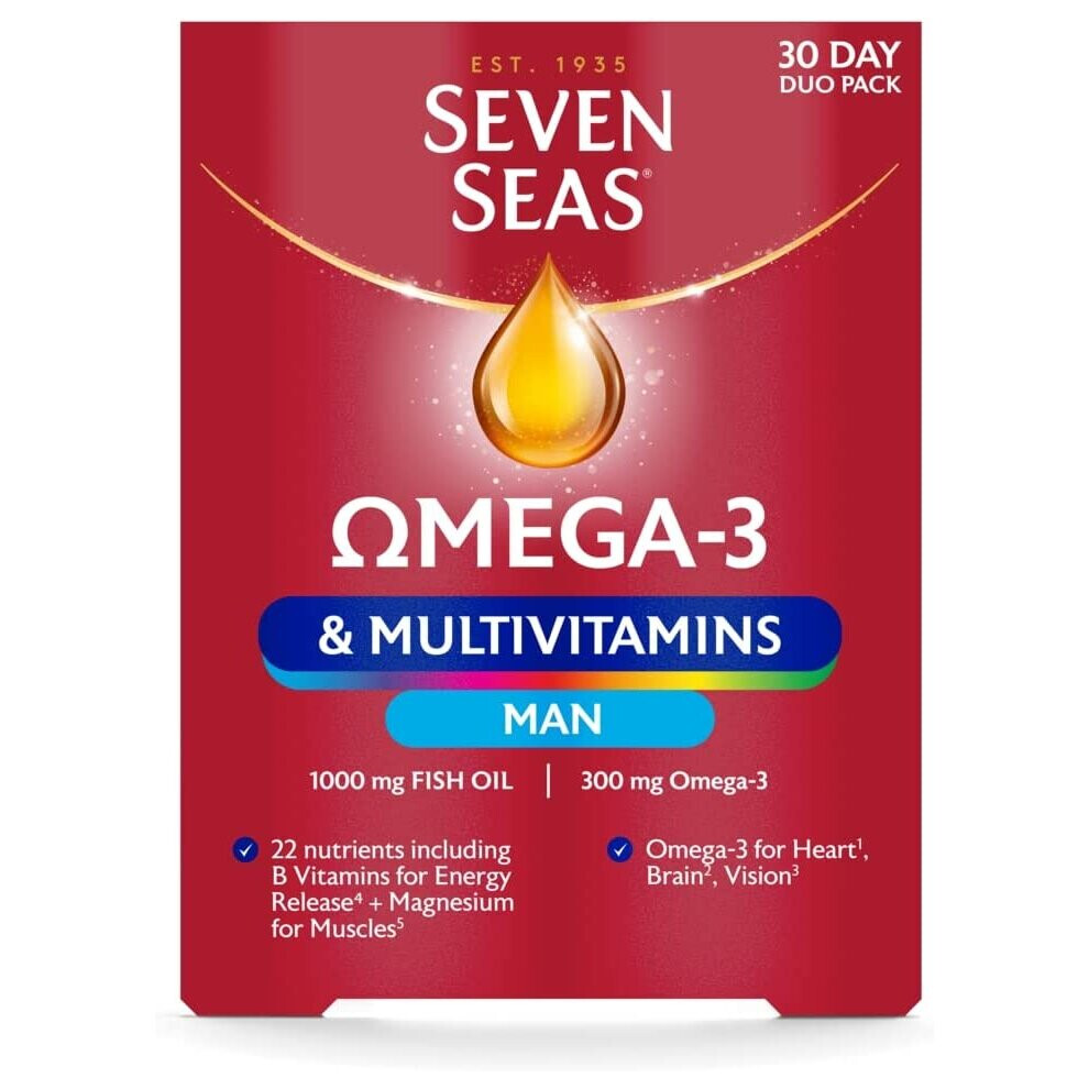 Seven Seas Omega-3 Multivitamins Man 30-Day Duo Pack 30 Omega-3 Capsules Tablets