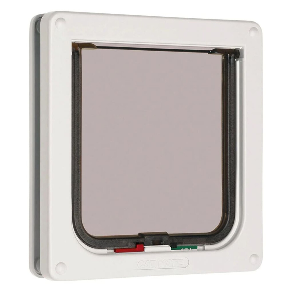 CAT MATE 4-way Lockable Cat Door White Plastic Home Pet Supplies Dog Flap