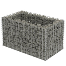 vidaXL Galvanised Steel Gabion Raised Bed 90x50x50 cm with Stone Basket - Durable Garden Border 143569