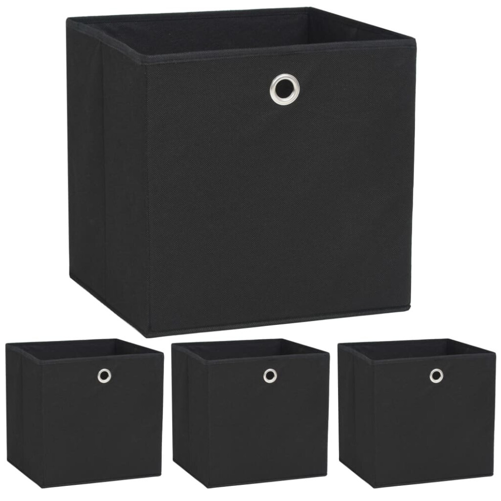 vidaXL 4x Storage Boxes Non-woven Fabric 32x32x32cm Black Cabinet Chest Bin