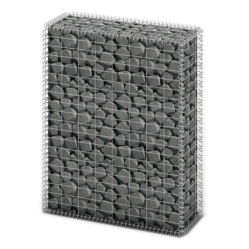 Vidaxl Gabion Basket With Lid Galvanized Wire 100X80x30cm Patio Retaining Wall 8718475875543