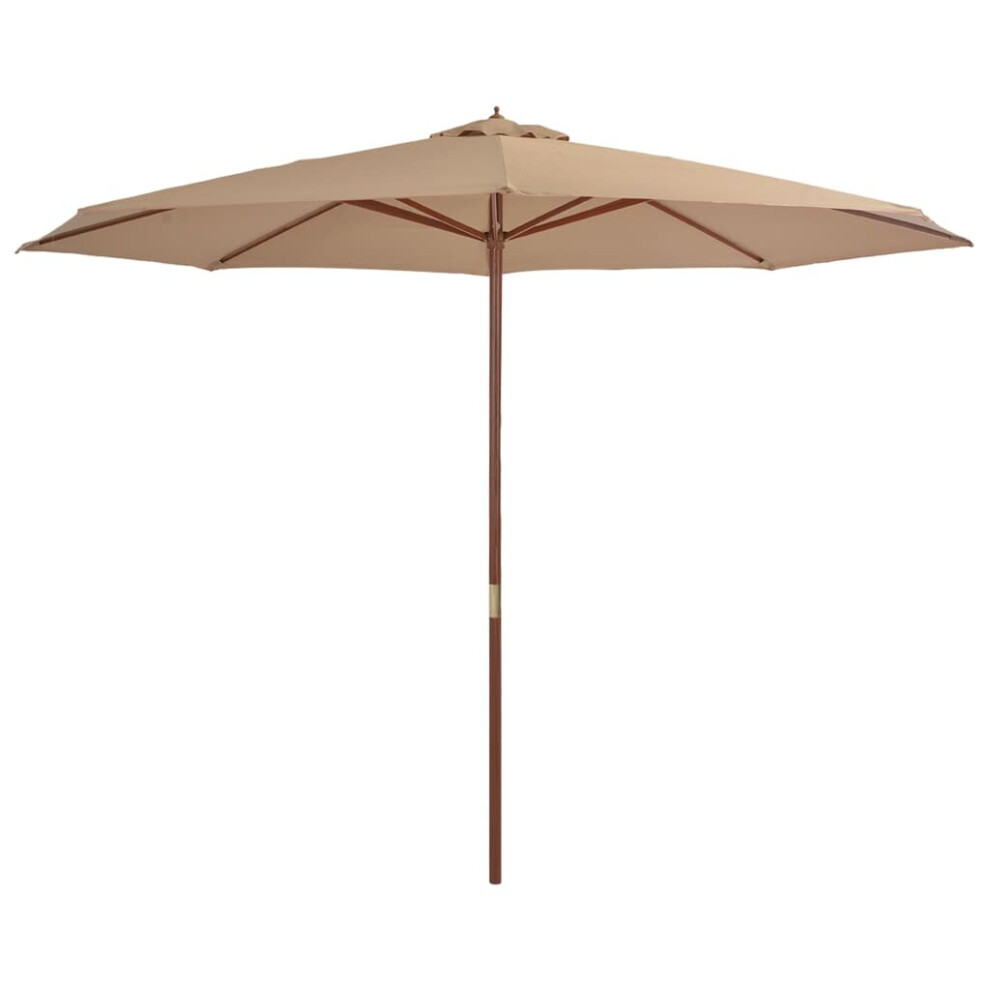 vidaXL Outdoor Parasol with Wooden Pole 350 cm Taupe Patio Garden Umbrella