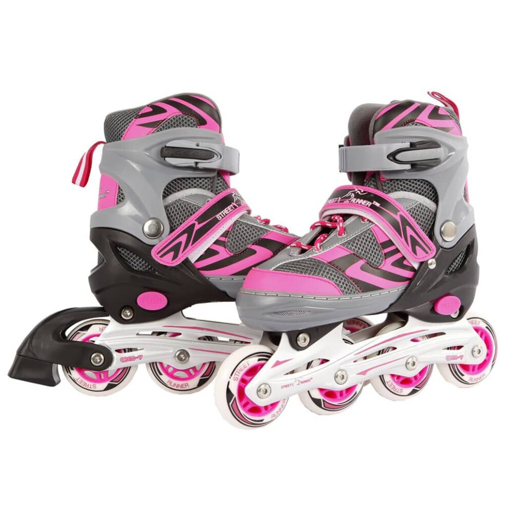 Street Rider Inline Skates Pink 31-34 Adjustable Kids Roller Blade Skate Boot