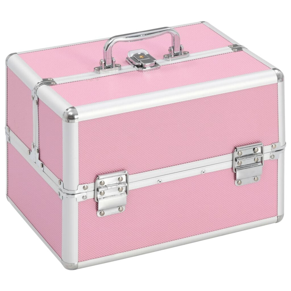 Simply Chosen 4U Vidaxl Make-Up Case Pink Aluminium Beauty Case Storage Organisers Vanity Case