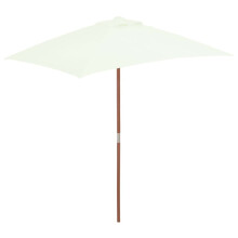 vidaXL haveparasol med træstang, 150 x 200 cm, sand