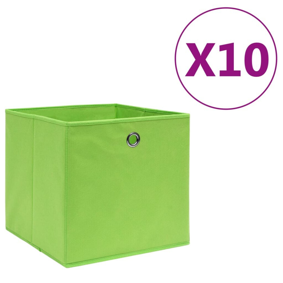 New Vidaxl 10X Storage Boxes Non-Woven Fabric Organiser Basket Container Green
